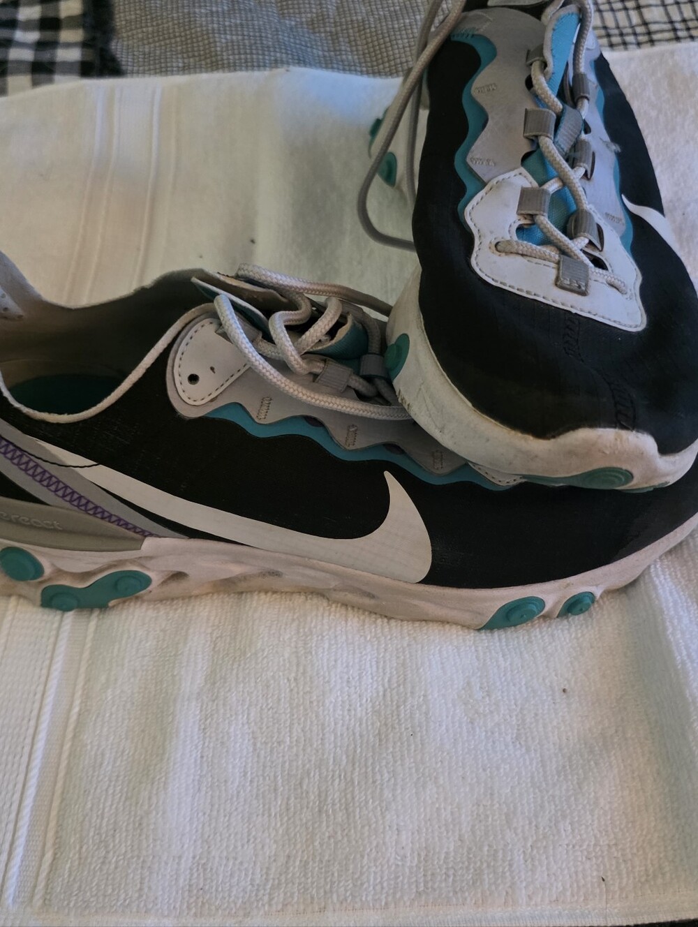 Nike React Element 55 Black White Teal Sneakers Men 10